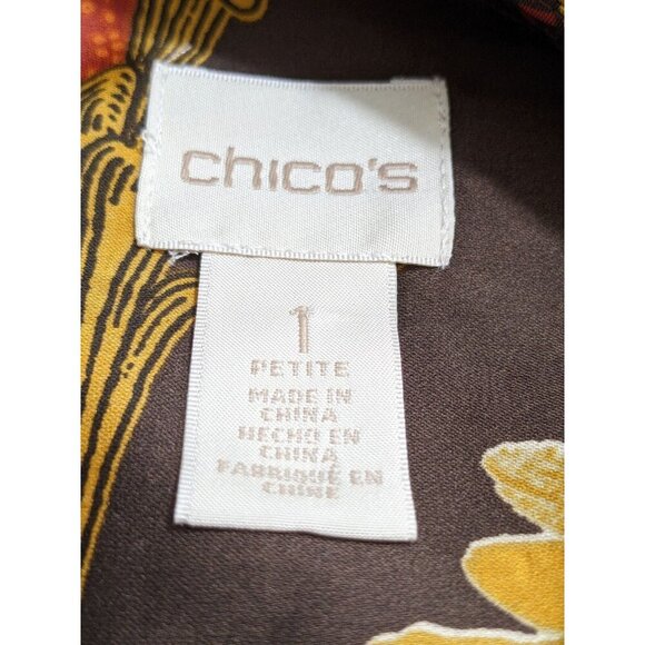 Chicos Top Blouse Womens Size M 8 Petite Multicolor Paisley Floral Lace Up Front - Picture 5 of 5